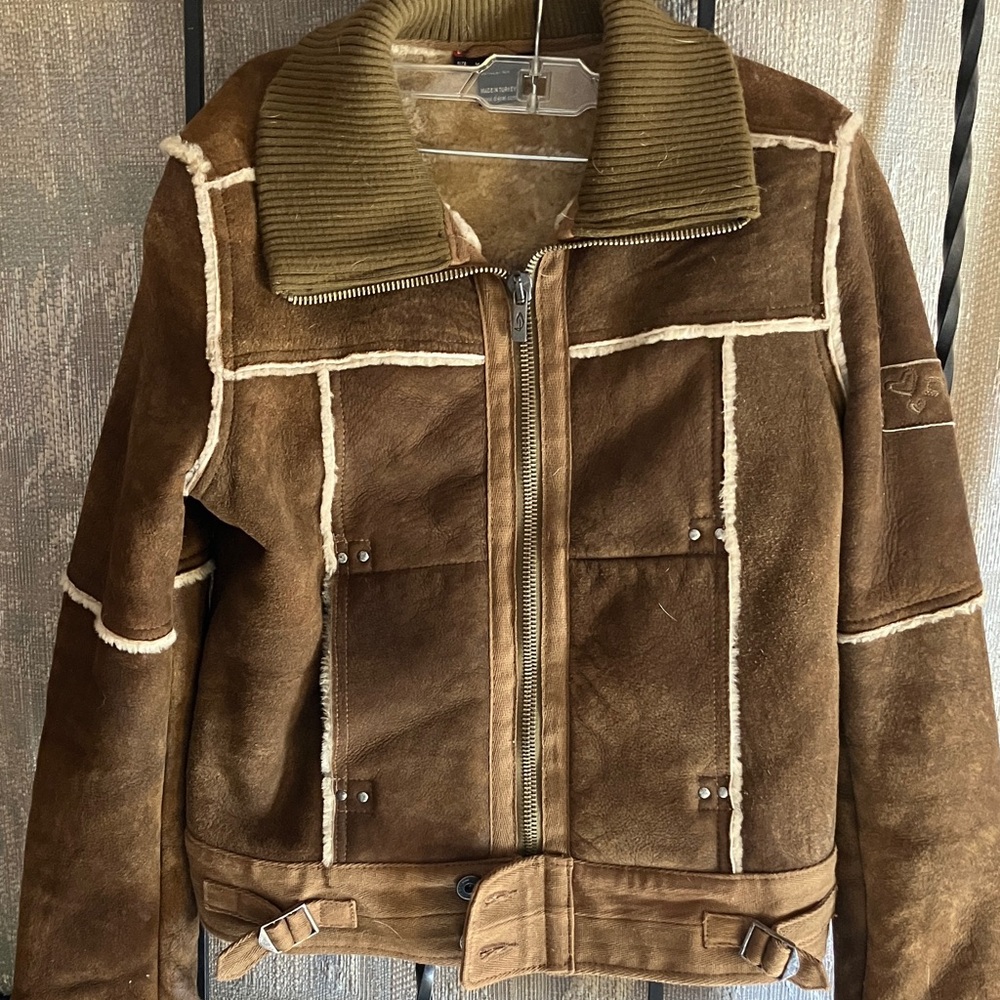 Diesel Brown Shearling Bomber Jacket